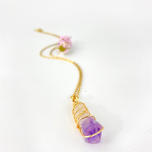 Load image into Gallery viewer, Crystal Jewellery NZ: Bespoke hand-wrapped amethyst crystal necklace - 18-inch chain
