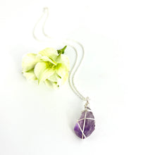 Load image into Gallery viewer, Crystal Jewellery NZ: Bespoke hand-wrapped amethyst crystal necklace - 18-inch chain
