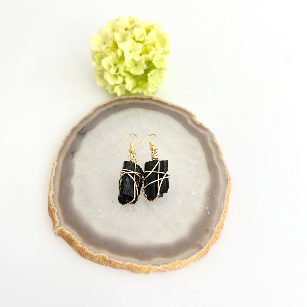 Crystal Jewellery NZ: Bespoke black tourmaline crystal earrings