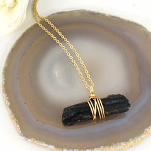 Load image into Gallery viewer, Crystal Jewellery NZ: Bespoke black tourmaline crystal necklace - 18 inch chain

