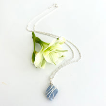 Load image into Gallery viewer, Crystal Jewellery NZ: Bespoke hand-wrapped blue calcite crystal necklace - 16-inch chain

