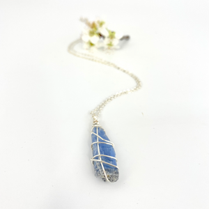 Crystal Jewellery NZ: Bespoke Kyanite crystal necklace - 18 inch chain