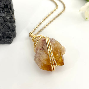 Crystal Jewellery NZ: Bespoke citrine crystal necklace - 20-inch chain