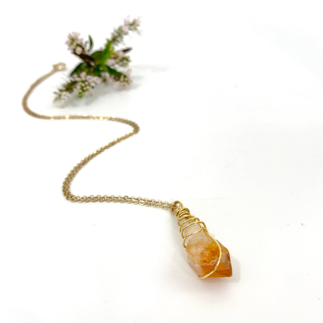 Crystal Jewellery NZ: Bespoke citrine crystal necklace - 20-inch chain