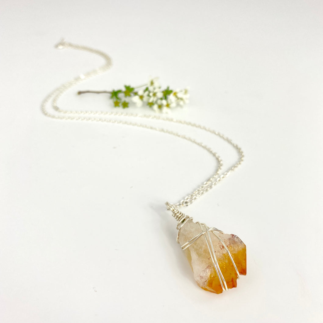 Crystal Jewellery NZ: Bespoke citrine crystal necklace - 22-inch chain