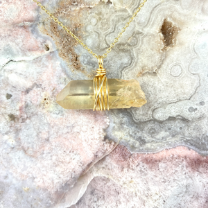 Crystal Jewellery NZ: Bespoke natural citrine crystal necklace - 20-inch chain
