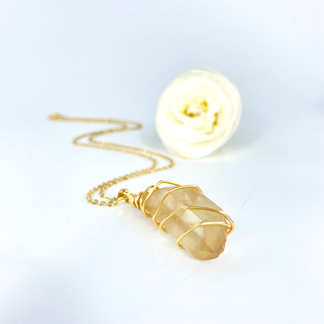 Crystal Jewellery NZ: Bespoke natural citrine crystal necklace - 18-inch chain