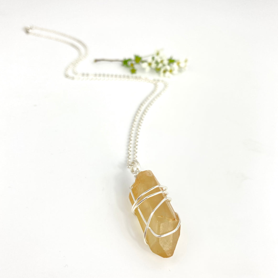 Crystal Jewellery NZ: Bespoke natural citrine crystal necklace - 20-inch chain