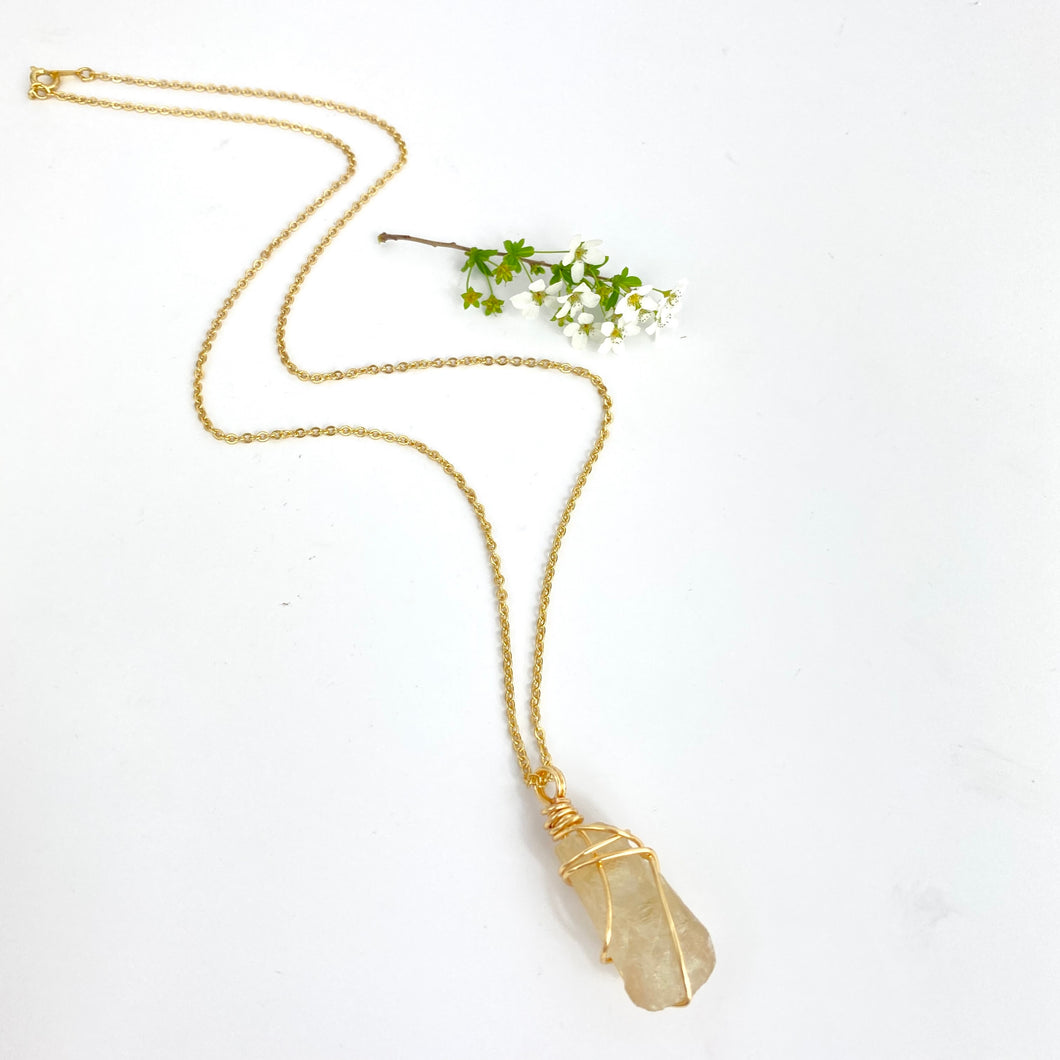Crystal Jewellery NZ: Bespoke natural citrine crystal necklace - 22-inch chain