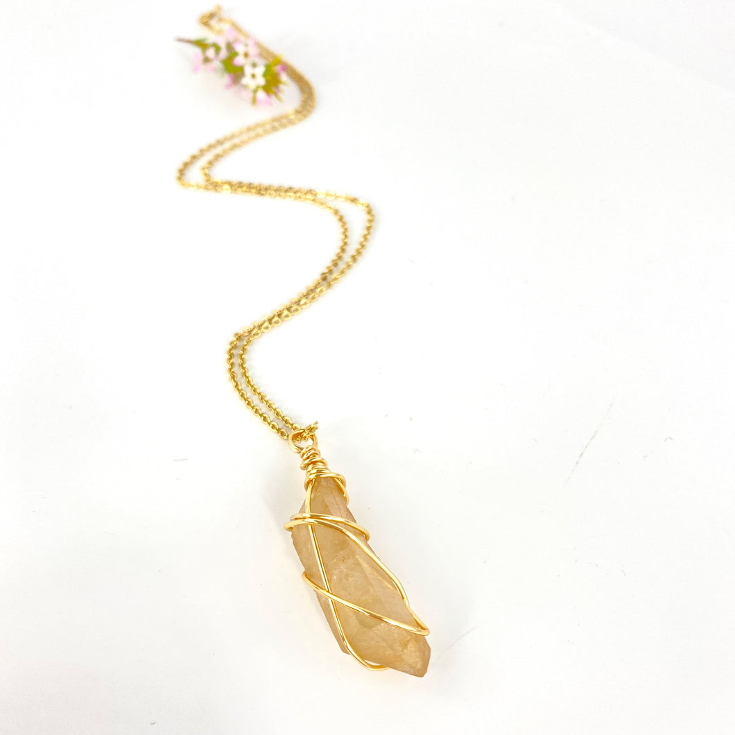 Crystal Jewellery NZ: Bespoke natural citrine crystal necklace - 20-inch chain