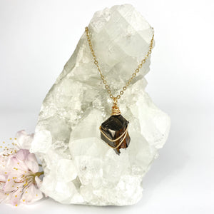 Crystal Jewellery NZ: Bespoke hand-wrapped shungite crystal necklace - 18-inch chain