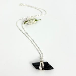 Crystal Jewellery NZ: Bespoke black tourmaline crystal necklace 20-inch chain