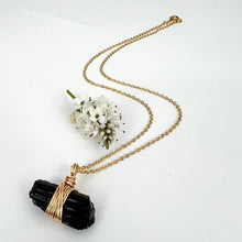 Load image into Gallery viewer, Crystal Jewellery NZ: Bespoke black tourmaline crystal necklace 16-inch chain
