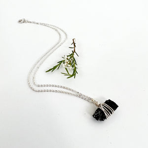 Crystal Jewellery NZ: Bespoke black tourmaline crystal necklace 16-inch chain