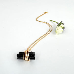  Crystal Jewellery NZ: Bespoke black tourmaline crystal necklace 16-inch chain