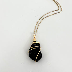 Crystal Jewellery NZ: Bespoke black tourmaline crystal necklace 22-inch chain