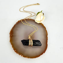 Load image into Gallery viewer, Crystal Jewellery NZ: Bespoke black tourmaline crystal necklace 18-inch chain
