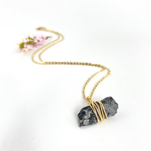 Load image into Gallery viewer, Crystal jewellery NZ: Bespoke black tourmaline crystal necklace - 18 inch chain
