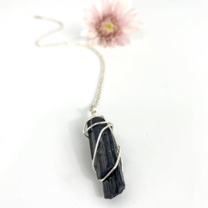 Crystal Jewellery NZ: Bespoke black tourmaline crystal necklace - 20 inch chain