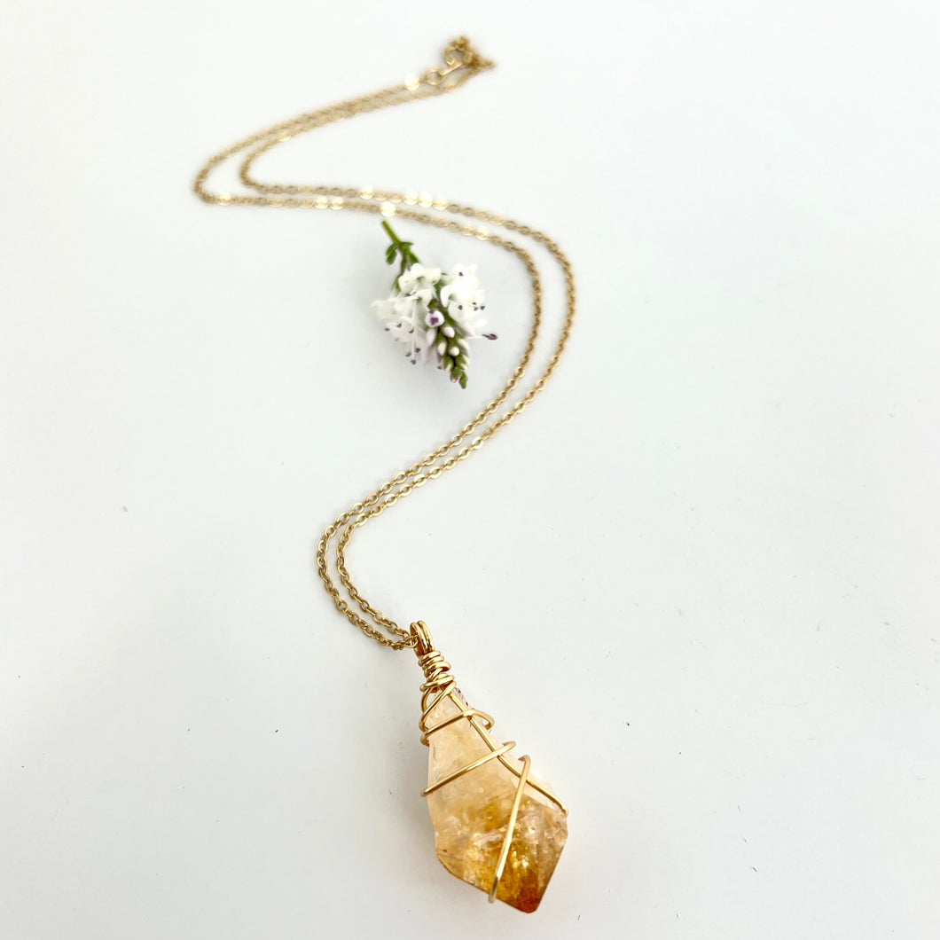 Crystal Jewellery NZ: Citrine crystal necklace 20-inch chain