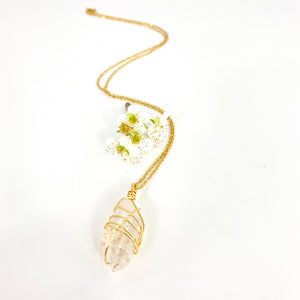 Crystal Jewellery NZ: Bespoke clear quartz crystal necklace - 22-inch chain