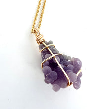 Load image into Gallery viewer, Bespoke grape agate crystal necklace 18-inch chain
