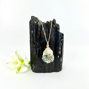 Crystal Jewellery NZ: Bespoke green tourmaline crystal necklace 20-inch chain