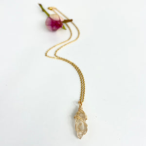 Crystal Jewellery NZ: Bespoke Kundalini natural citrine crystal necklace 16-inch chain