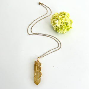 Crystal Jewellery NZ: Natural citrine crystal necklace - 22-inch chain