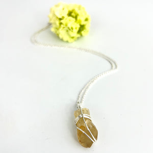 Crystal Jewellery NZ: Natural citrine crystal necklace 18-inch chain