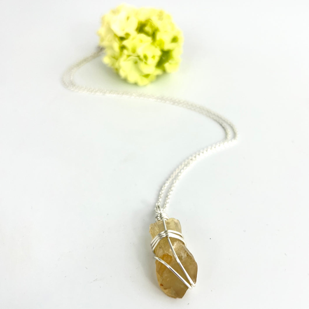 Crystal Jewellery NZ: Natural citrine crystal necklace 18-inch chain