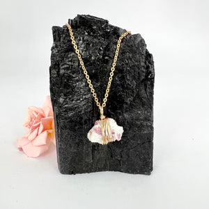 Crystal Jewellery NZ: Bespoke pink tourmaline necklace 16" chain