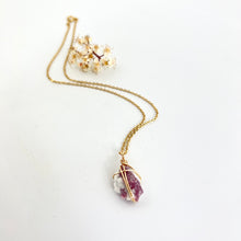 Load image into Gallery viewer, Crystal Jewellery NZ: Bespoke pink tourmaline necklace - 16 inch chain
