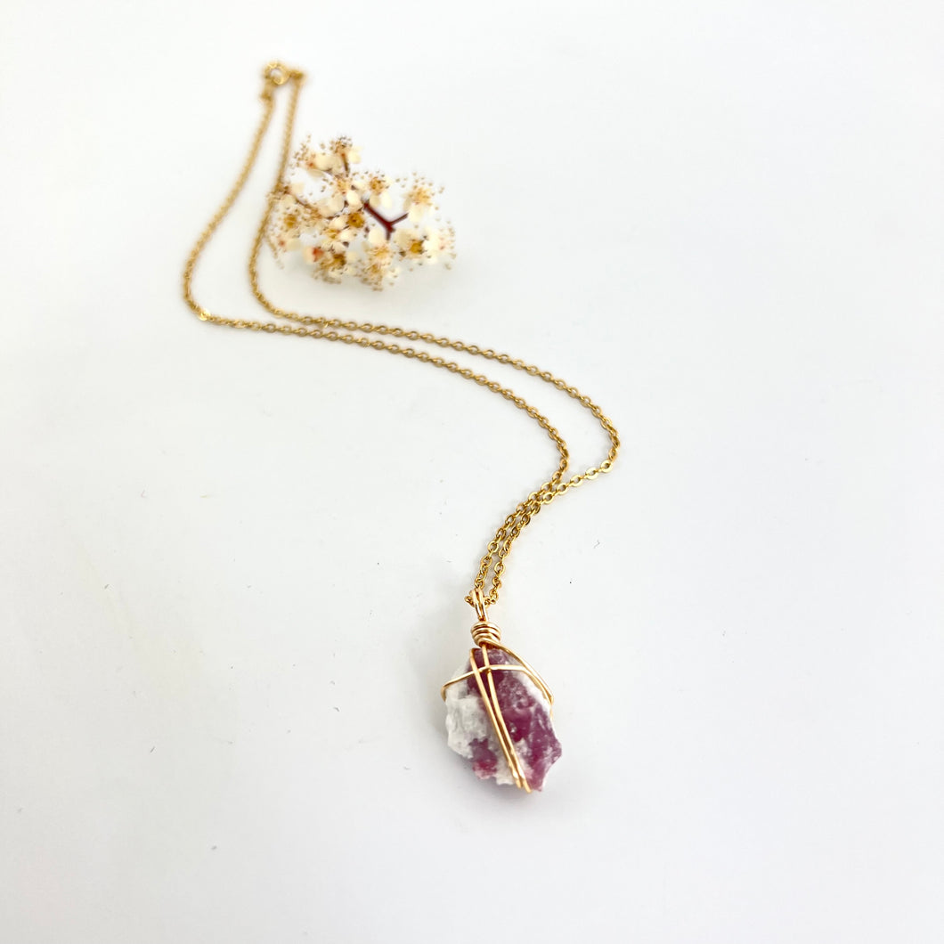 Crystal Jewellery NZ: Bespoke pink tourmaline necklace - 16 inch chain