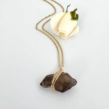 Load image into Gallery viewer, Crystal Jewellery NZ: Bespoke smoky quartz crystal necklace 18-inch chain
