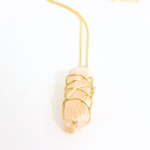 NZ-made bespoke orange selenite crystal pendant with 18" chain | ASH&STONE Crystal Jewellery Shop Auckland NZ