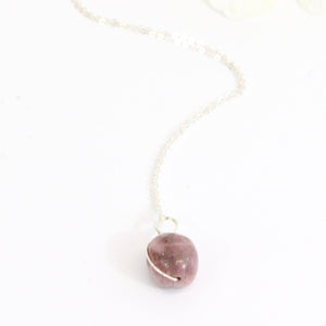 NZ-made bespoke rhodonite crystal pendant with 18" chain | ASH&STONE Crystal Jewellery Shop Auckland NZ