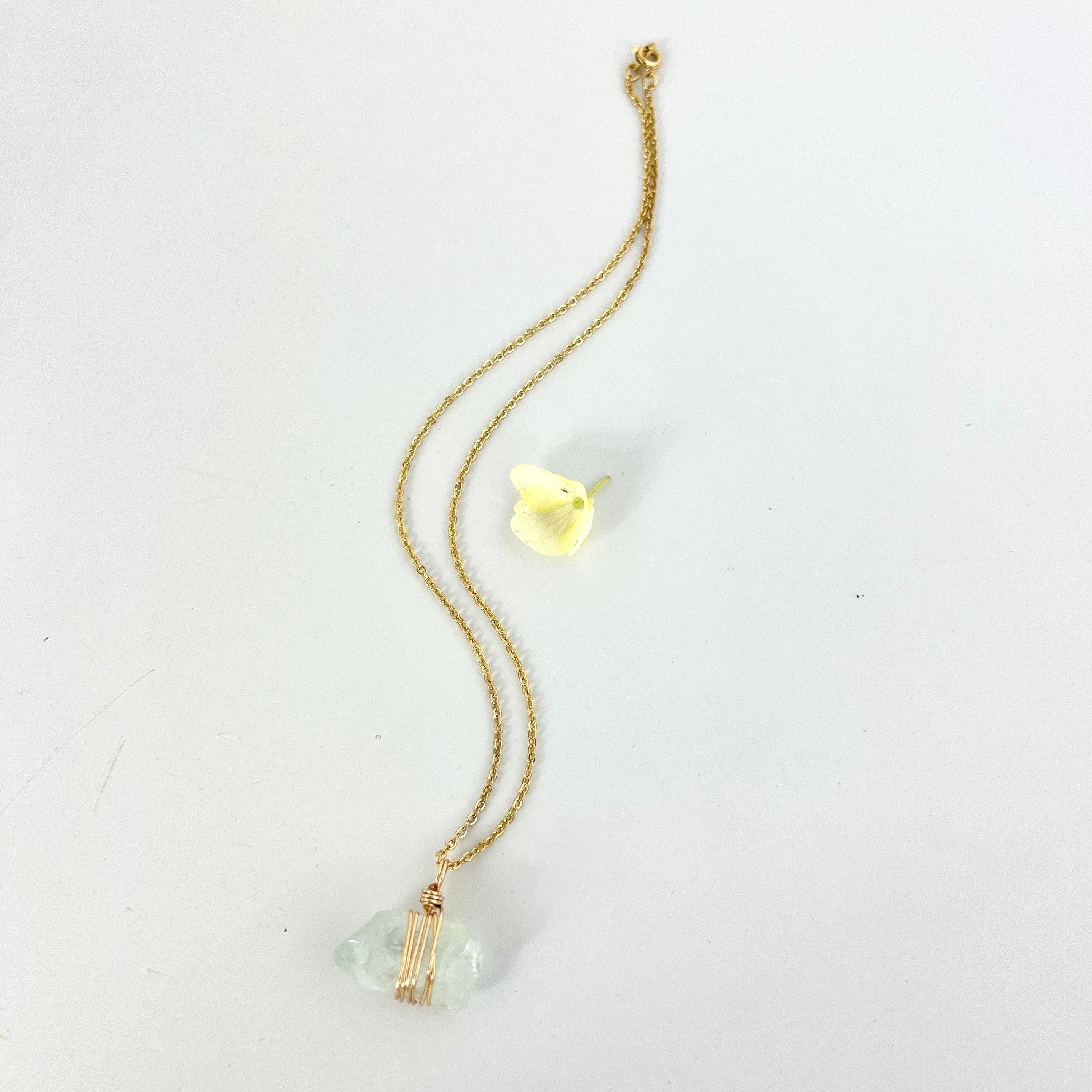 Crystal Jewellery NZ: Bespoke aquamarine crystal necklace 16-inch chain