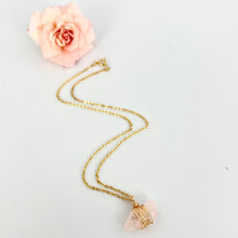 Load image into Gallery viewer, Crystal Jewellery NZ: Bespoke morganite crystal necklace 16-inch chain
