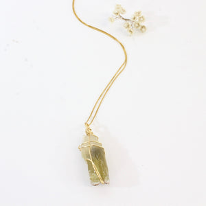 NZ-made bespoke green calcite crystal pendant with 18" chain | ASH&STONE Crystal Jewellery Shop Auckland NZ