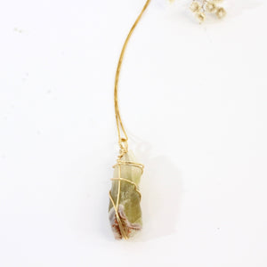 NZ-made bespoke green calcite crystal pendant with 18" chain | ASH&STONE Crystal Jewellery Shop Auckland NZ