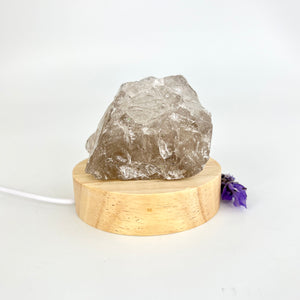 Crystals NZ: Smoky quartz crystal on LED lamp base