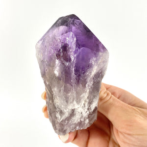 Crystal lamps NZ: High grade amethyst crystal point on LED lamp base