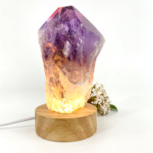 Load image into Gallery viewer, Crystal lamps NZ: High grade amethyst crystal point on LED lamp base
