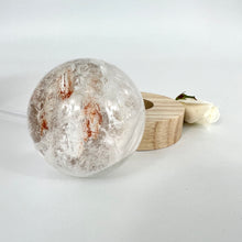 Load image into Gallery viewer, Crystal Lamps NZ: Clear quartz crystal sphere on LED lamp base
