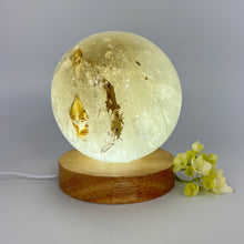Load image into Gallery viewer, Crystal Lamps NZ: Extra large smoky quartz crystal sphere on LED lamp base
