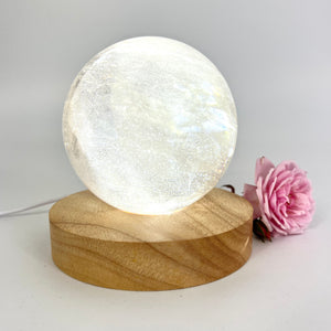 Crystal Lamps NZ: Large smoky quartz crystal sphere on LED lamp base