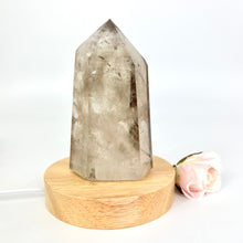 Load image into Gallery viewer, Crystal Lamps NZ: Large smoky quartz crystal generator on LED lamp base
