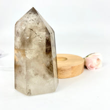 Load image into Gallery viewer, Crystal Lamps NZ: Large smoky quartz crystal generator on LED lamp base
