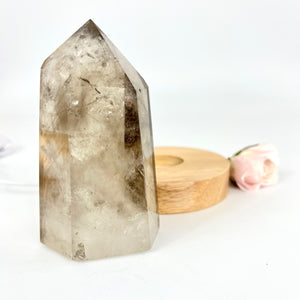 Crystal Lamps NZ: Large smoky quartz crystal generator on LED lamp base